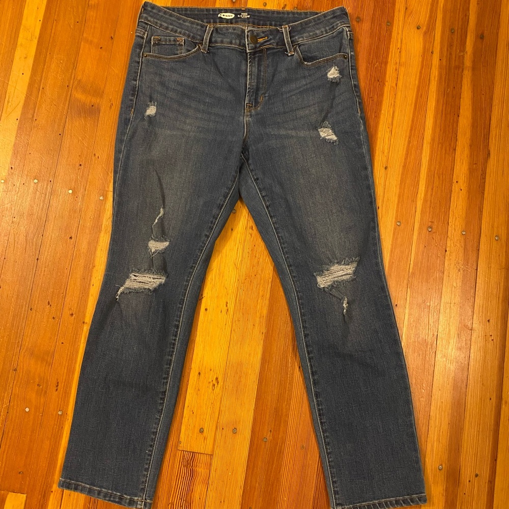 Distressed Old Navy Blue Jeans